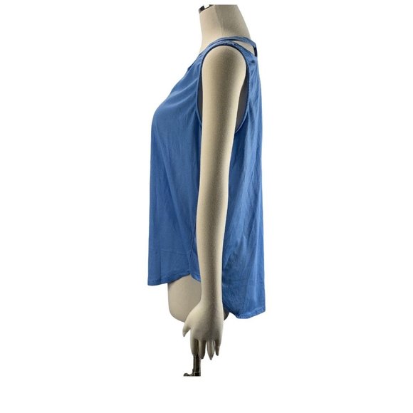 Bobbie Brooks XL Blue Top Cold Shoulder Sleeveless - Picture 2 of 5